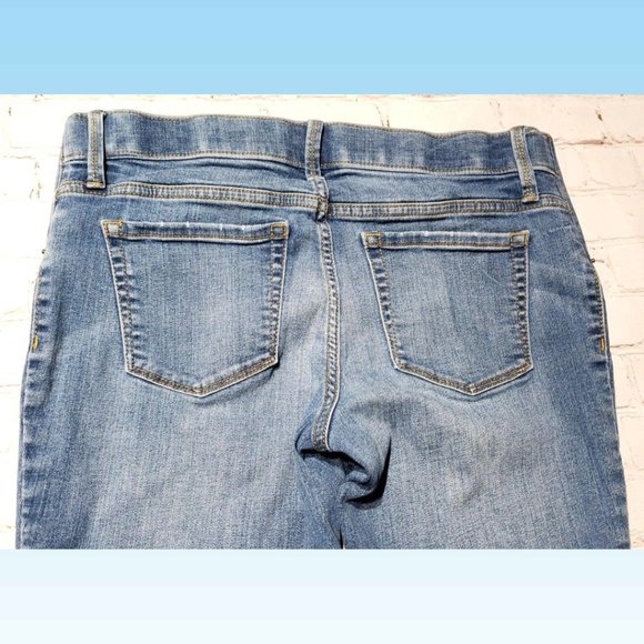 Isabel Maternity Skinny Crop Stretch Blue Jeans Size 6 Under Belly Side Panel - Picture 4 of 7